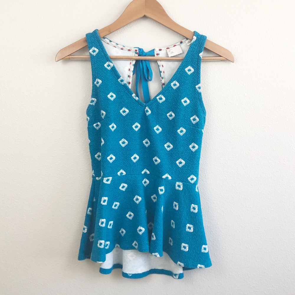 Anthropologie Postmark Turquoise Peplum Tank XS